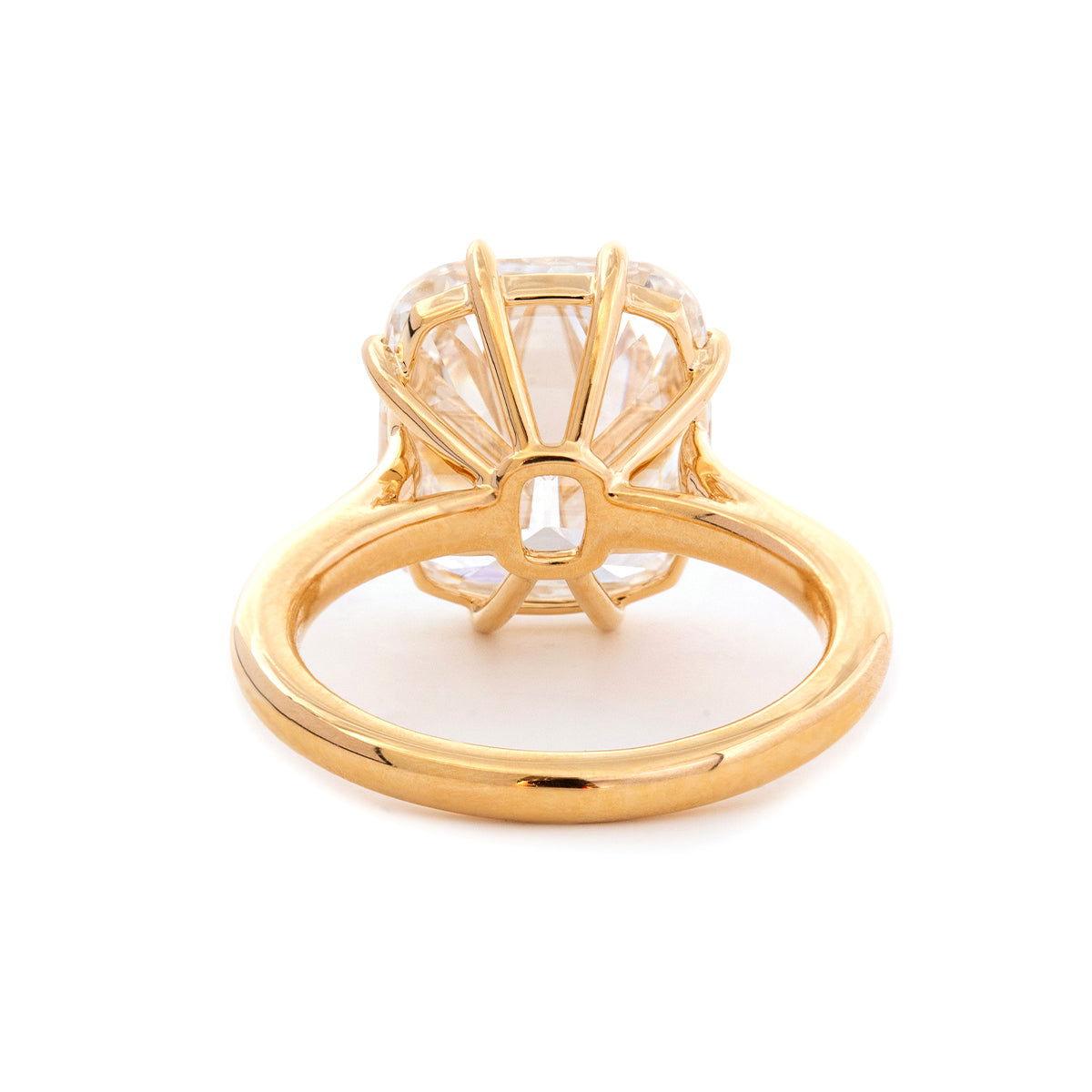 Old Mine-Cut Lab Diamond 8-Prong Basket-Setting Cathedral Vintage Solitaire Ring