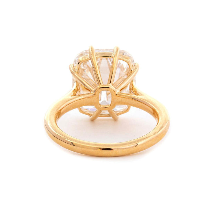 14k Yellow Gold 6.5 Carat Old Mine Cut Lab Diamond Prong Setting Vintage Solitaire Ring - FIORESE JEWELRY