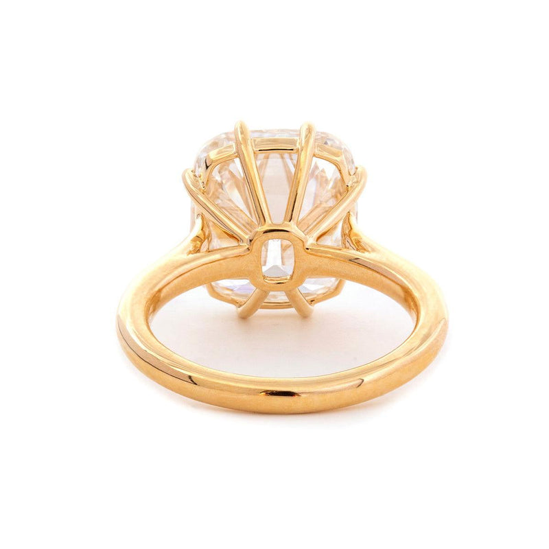 14k Yellow Gold 6.5 Carat Old Mine Cut Lab Diamond Prong Setting Vintage Solitaire Ring - FIORESE JEWELRY