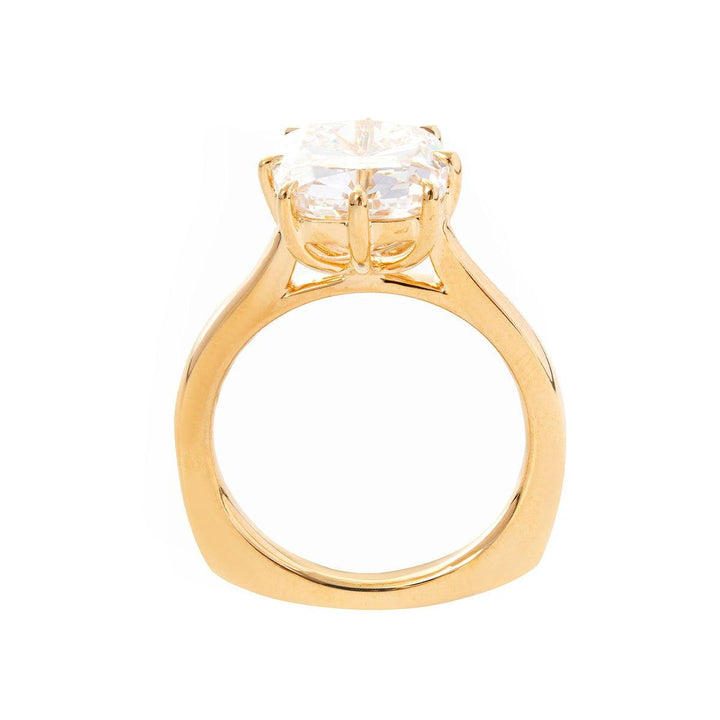 14K Yellow Gold 9 Carat Old Mine Cut Lab Diamond Solitaire Ring - FIORESE JEWELRY