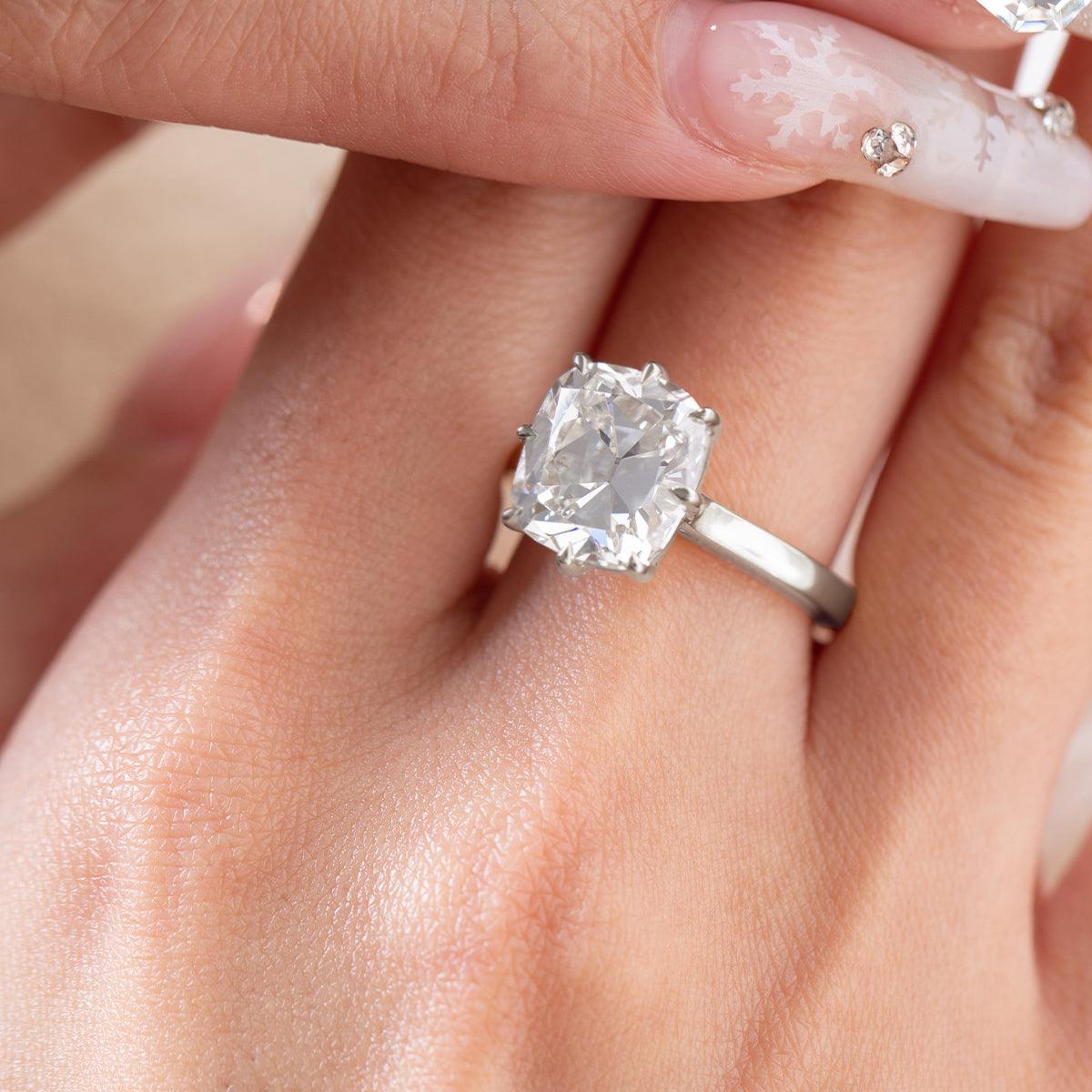 14K Yellow Gold 9 Carat Old Mine Cut Lab Diamond Solitaire Ring - FIORESE JEWELRY