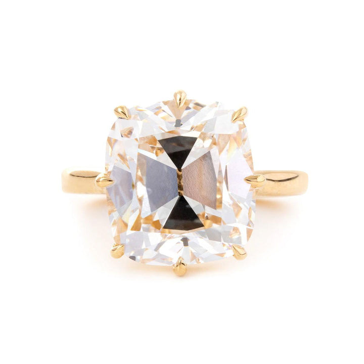 14K Yellow Gold 9 Carat Old Mine Cut Lab Diamond Solitaire Ring - FIORESE JEWELRY