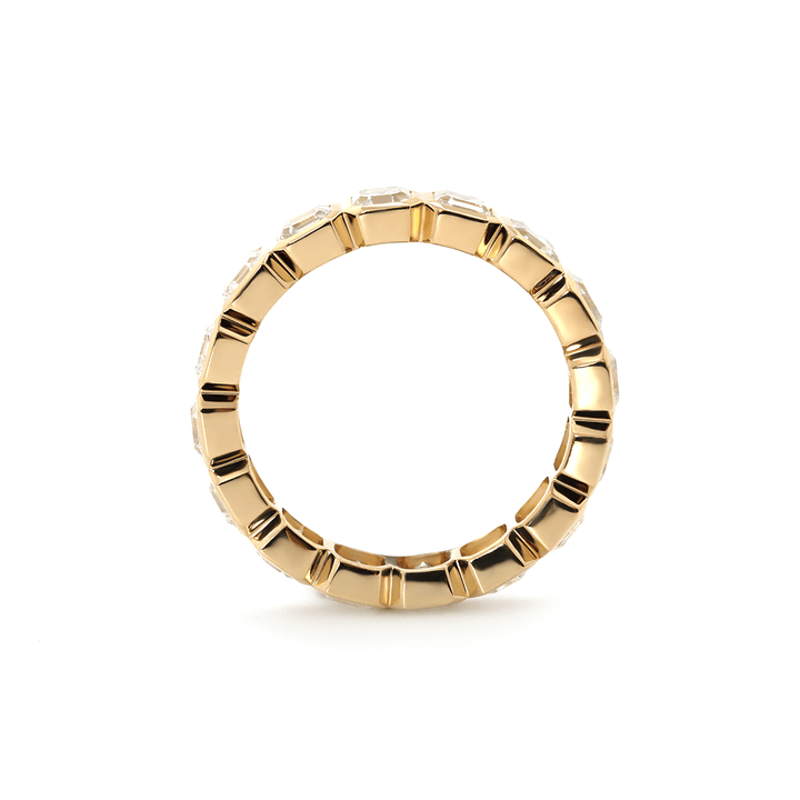 14K Yellow Gold Asscher Cut Lab Diamond Bezel Eternity Ring - FIORESE JEWELRY