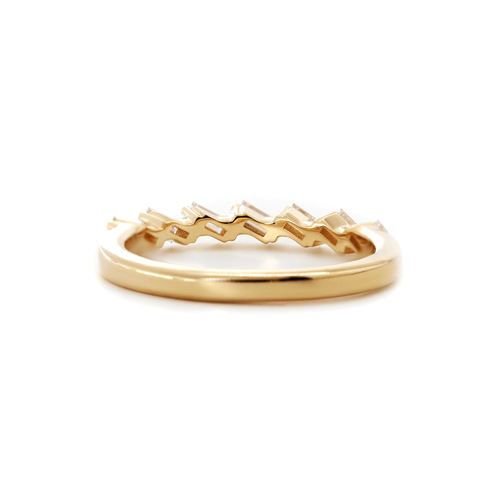 14K Yellow Gold Baguette Cut Lab Diamond 7 Stone Half Eternity Ring - FIORESE JEWELRY