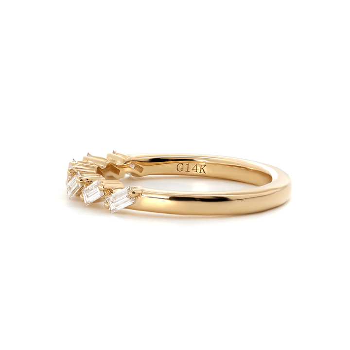 14K Yellow Gold Baguette Cut Lab Diamond 7 Stone Half Eternity Ring - FIORESE JEWELRY