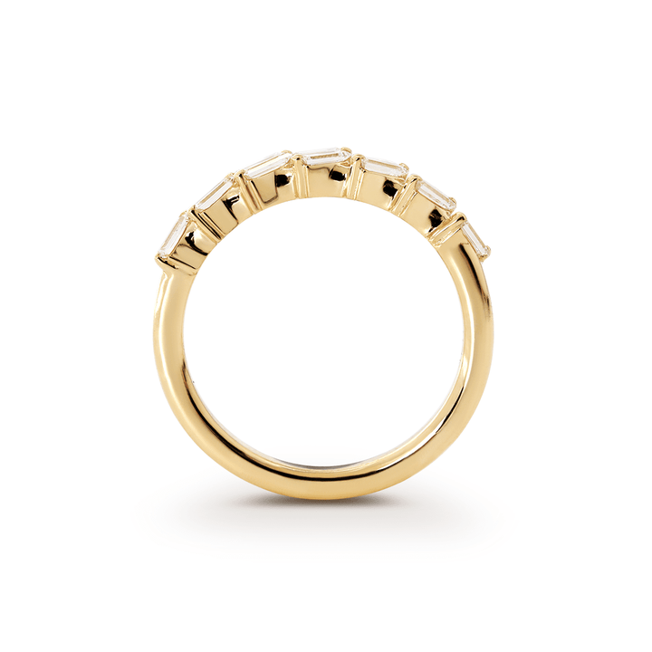 14K Yellow Gold Baguette Cut Lab Diamond 7 Stone Half Eternity Ring - FIORESE JEWELRY