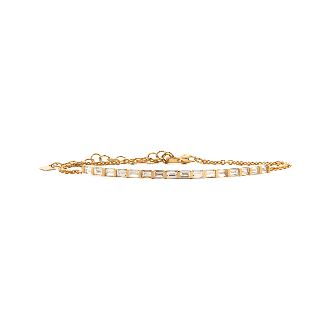 14K Yellow Gold Baguette Cut Lab Diamond Bangle Bracelet - FIORESE JEWELRY
