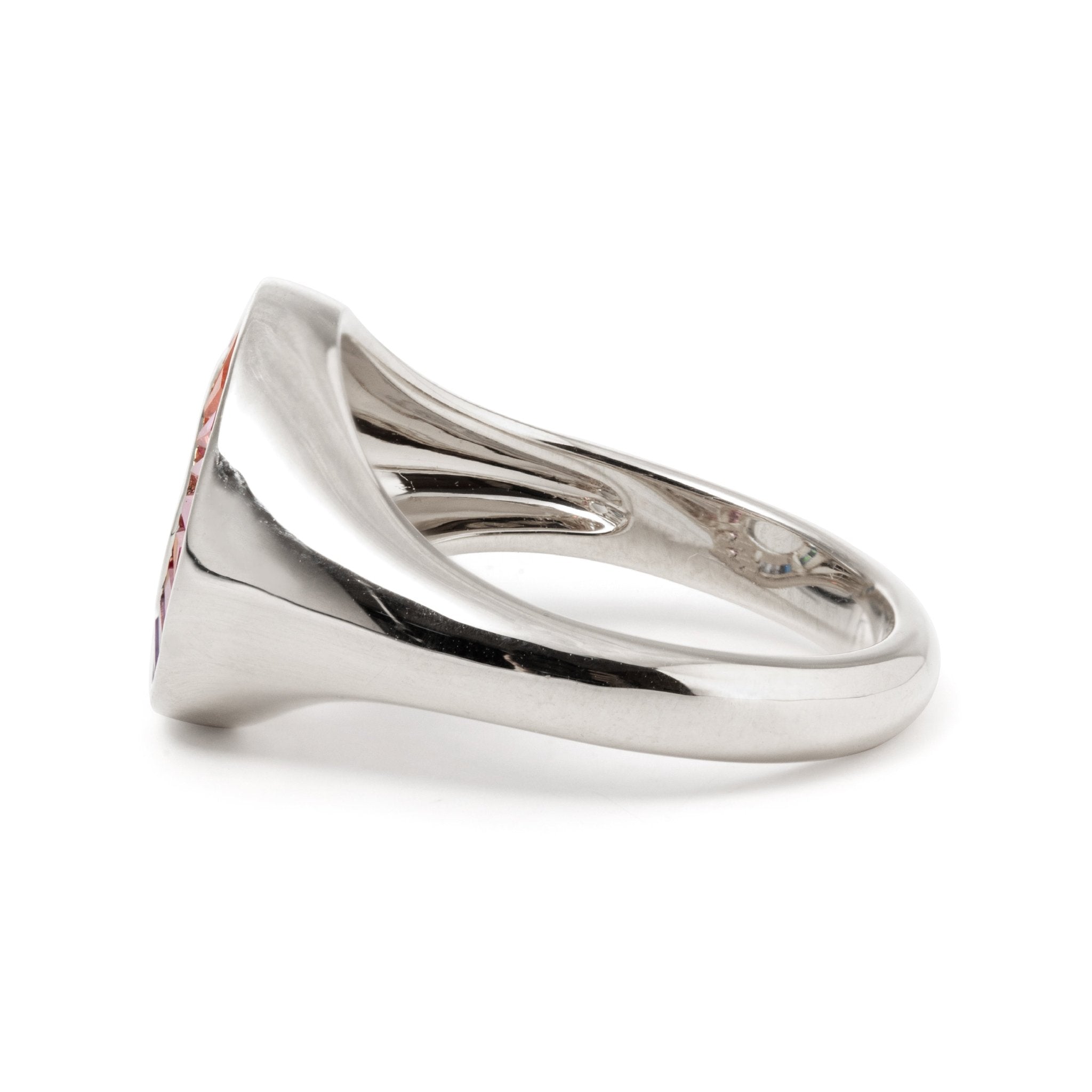 14K Yellow Gold Baguette Cut Rainbow Color Lab Sapphire Channel Setting Sphere Ring