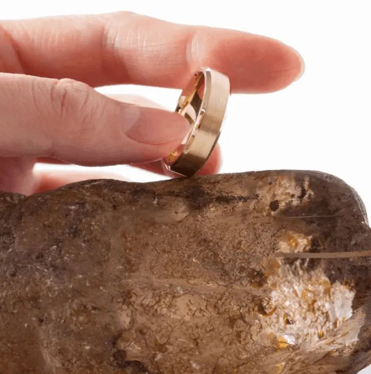 14K Yellow Gold Classic Flat Matte Brushed Men's Wedding Band - FIORESE JEWELRY