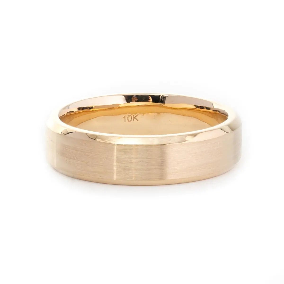 14K Yellow Gold Classic Flat Matte Brushed Men's Wedding Band - FIORESE JEWELRY