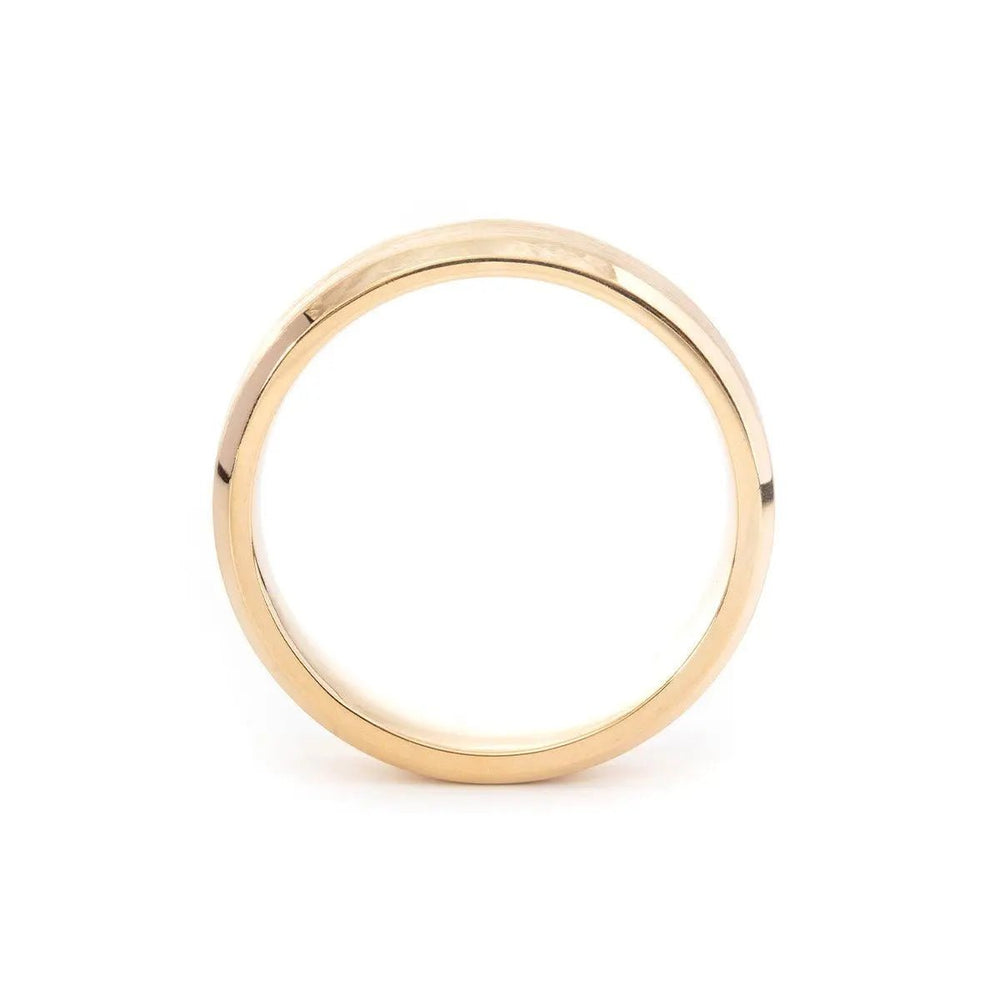 14K Yellow Gold Classic Flat Matte Brushed Men's Wedding Band - FIORESE JEWELRY