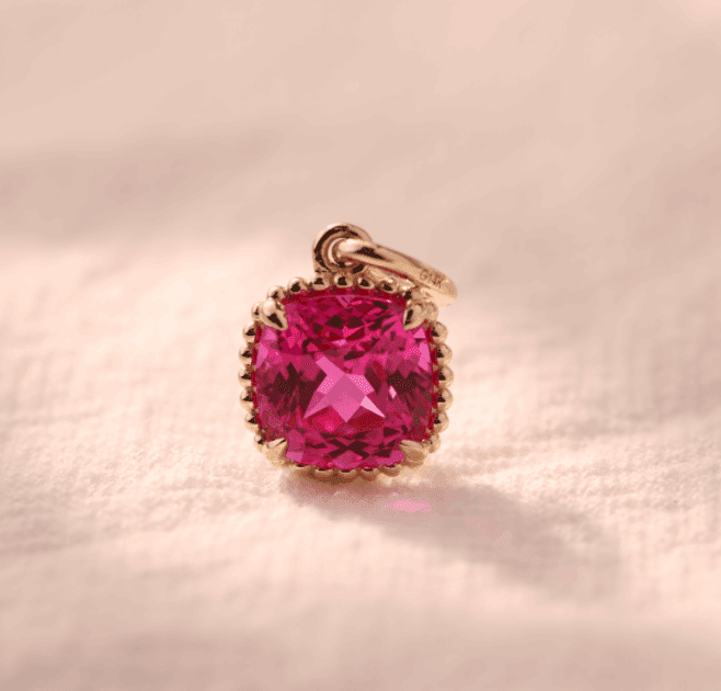 14K Yellow Gold Cushion Lab Ruby Pendant Necklace - FIORESE JEWELRY