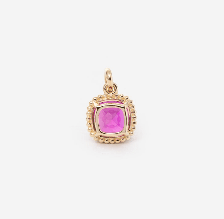 14K Yellow Gold Cushion Lab Ruby Pendant Necklace - FIORESE JEWELRY