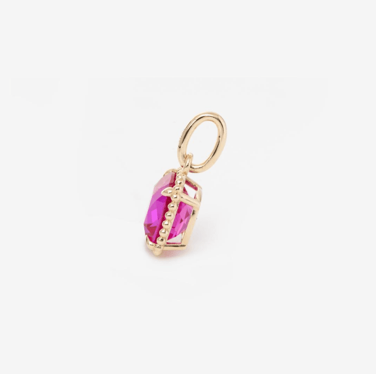 14K Yellow Gold Cushion Lab Pink Sapphire Pendant Necklace