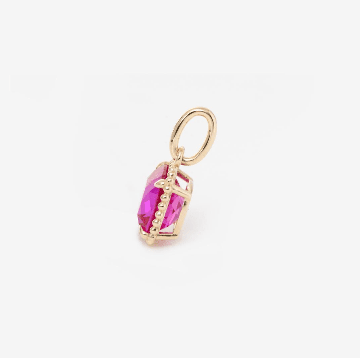 14K Yellow Gold Cushion Lab Ruby Pendant Necklace - FIORESE JEWELRY