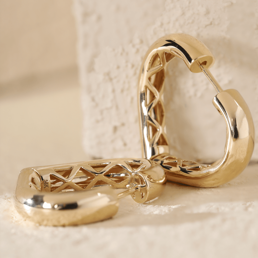 14K Yellow Gold Heart Shaped Huggie Earrings - FIORESE JEWELRY