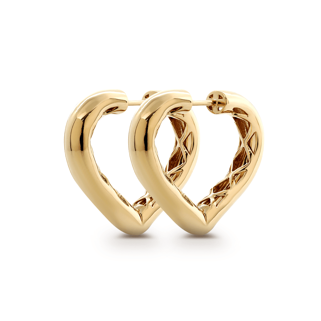 14K Yellow Gold Heart Shaped Huggie Earrings - FIORESE JEWELRY