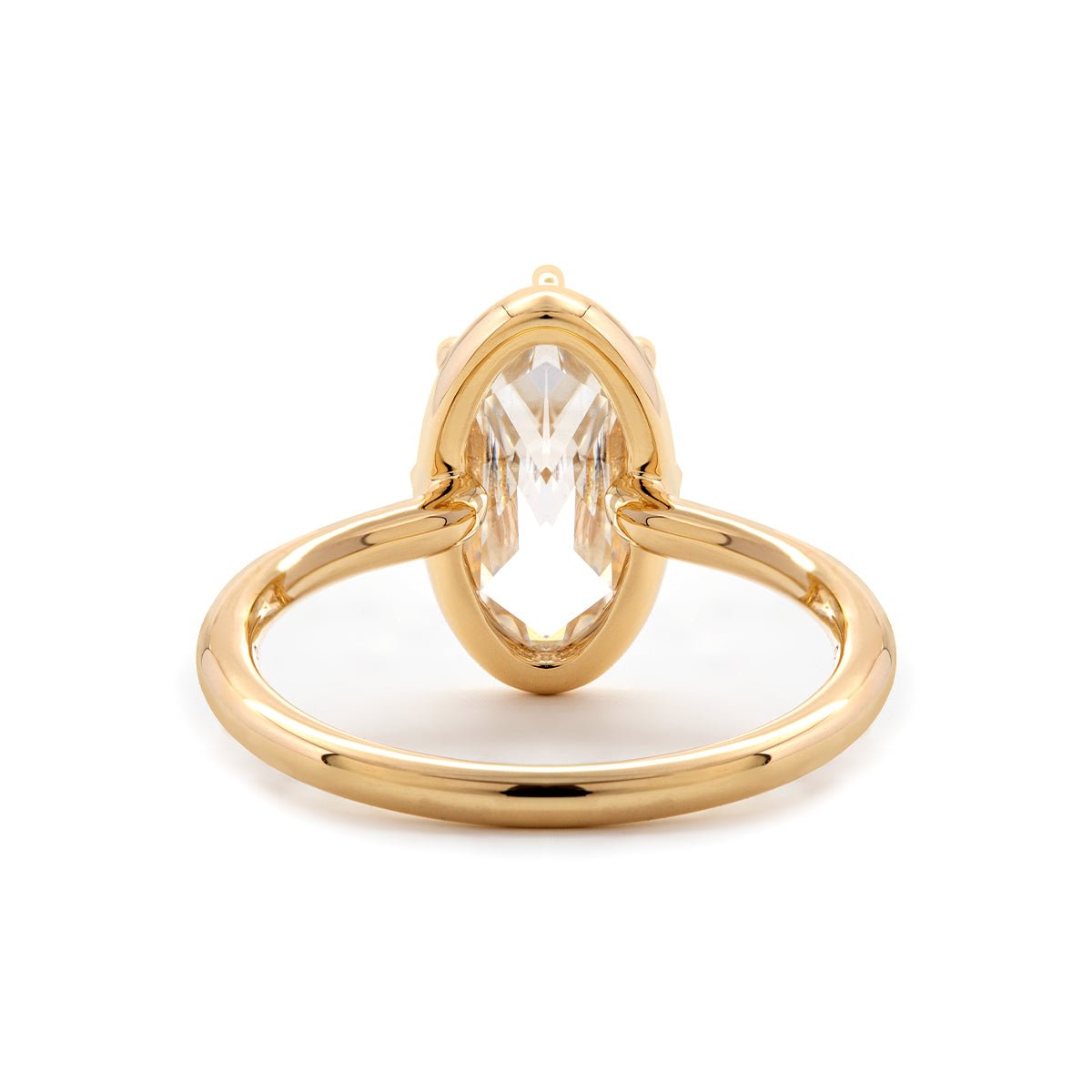 14K Yellow Gold Oval Rose Cut Lab Diamond Millegrain Solitaire Ring
