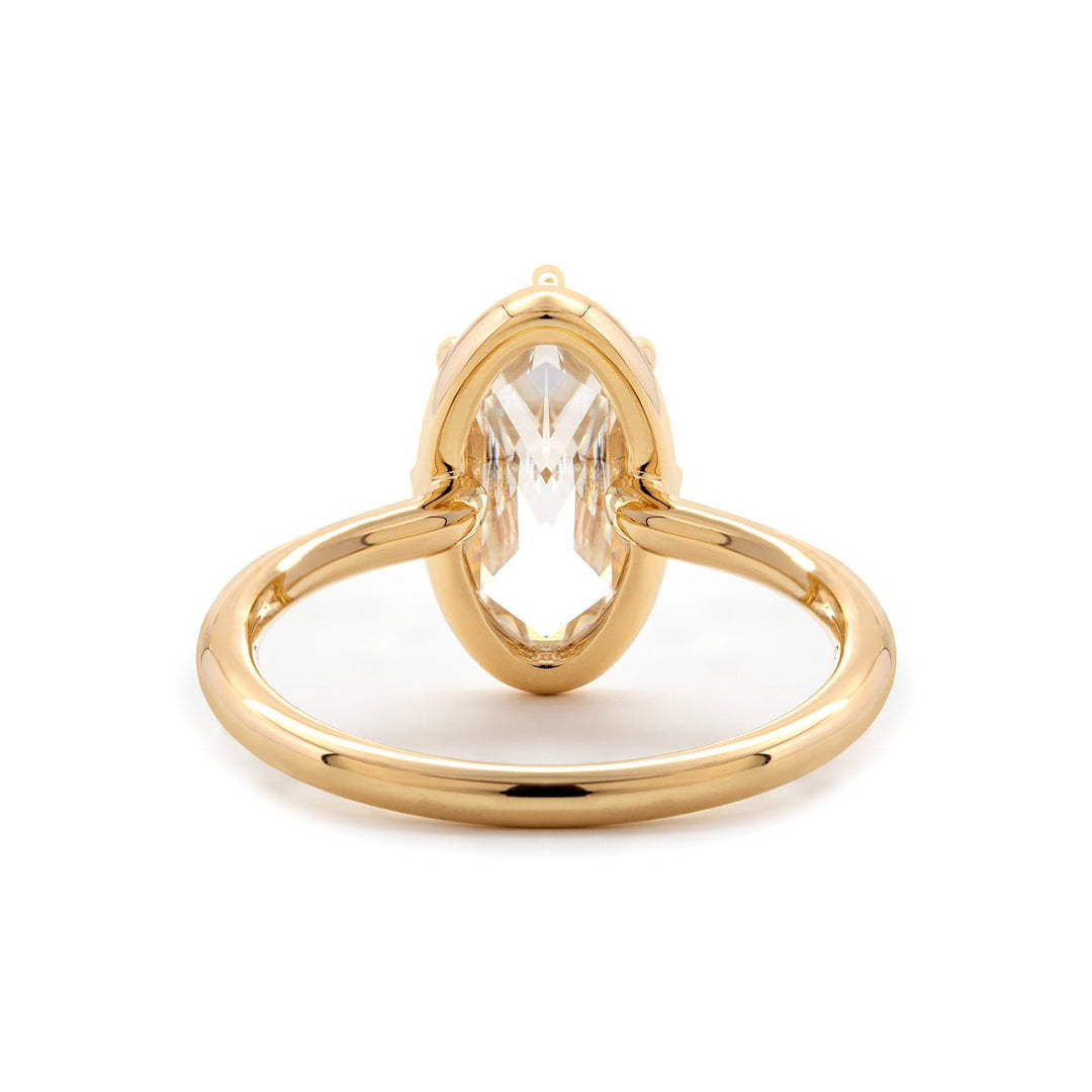 14K Yellow Gold Oval Rose Cut Lab Diamond Millegrain Solitaire Ring - FIORESE JEWELRY