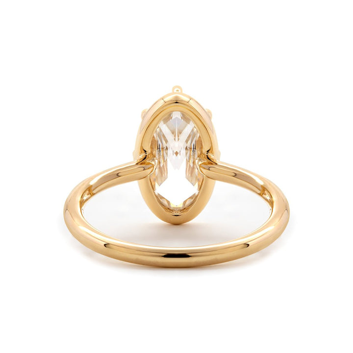 14K Yellow Gold Oval Rose Cut Lab Diamond Millegrain Solitaire Ring - FIORESE JEWELRY