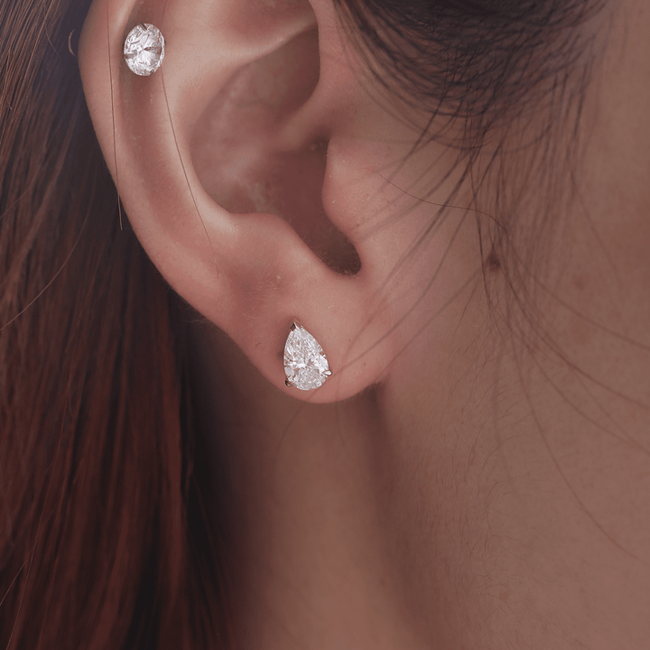 14K Yellow Gold Pear Shaped Lab diamond Stud Earrings - FIORESE JEWELRY