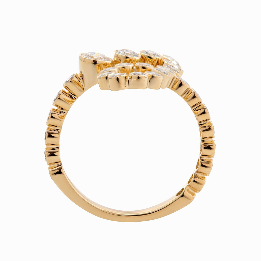 14K Yellow Gold Round Diamond Bezel Ring in J initial - inspired Design - FIORESE JEWELRY