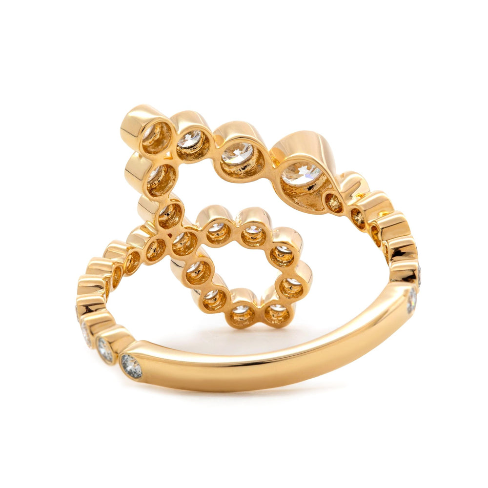 14K Yellow Gold Round Diamond Bezel Ring in J initial - inspired Design - FIORESE JEWELRY