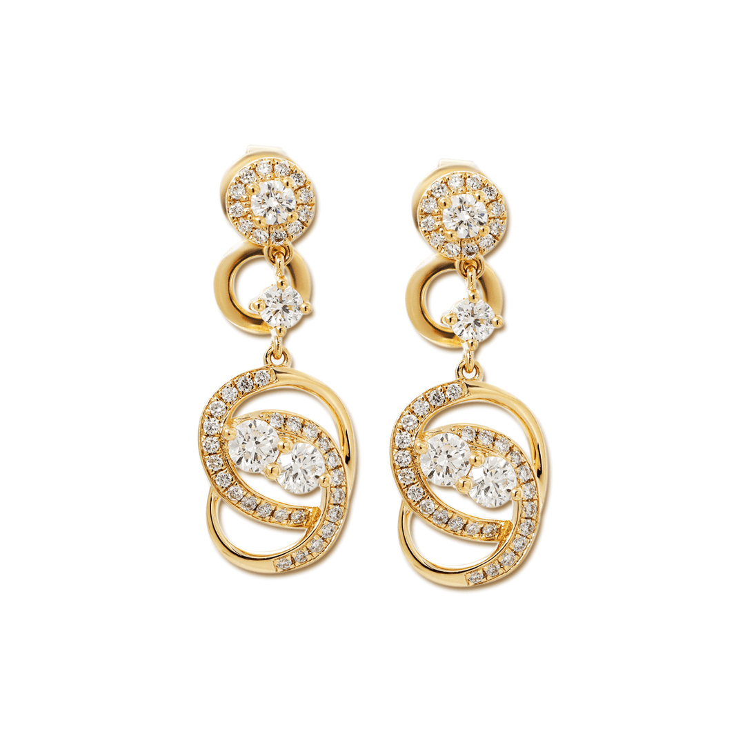 14K Yellow Gold Round Lab Diamond Celestial Ring - Inspired Stud Earrings - FIORESE JEWELRY