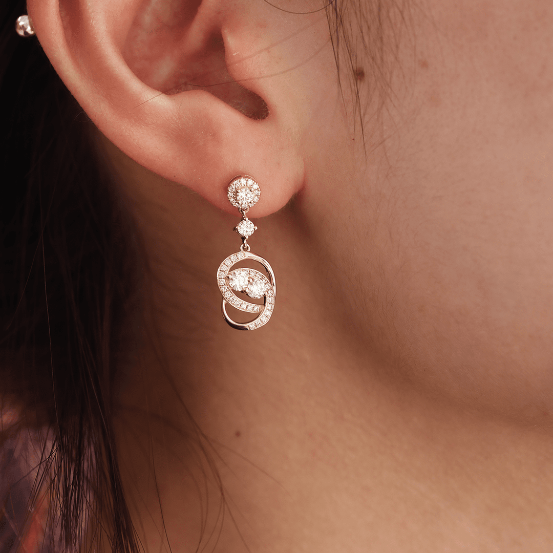 14K Yellow Gold Round Lab Diamond Celestial Ring - Inspired Stud Earrings - FIORESE JEWELRY