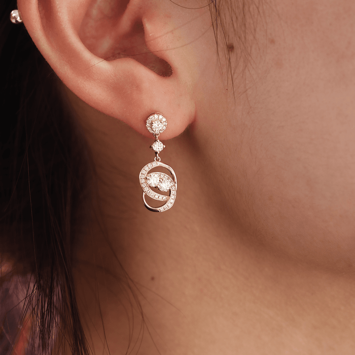 14K Yellow Gold Round Lab Diamond Celestial Ring - Inspired Stud Earrings - FIORESE JEWELRY