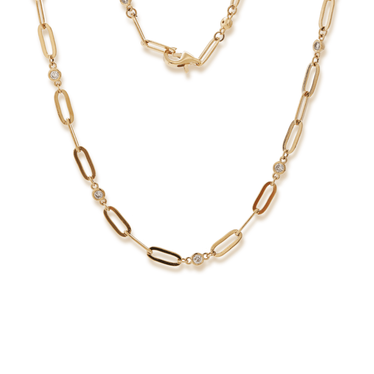 Round Lab Diamond Cross Squash-Chain Station Necklace