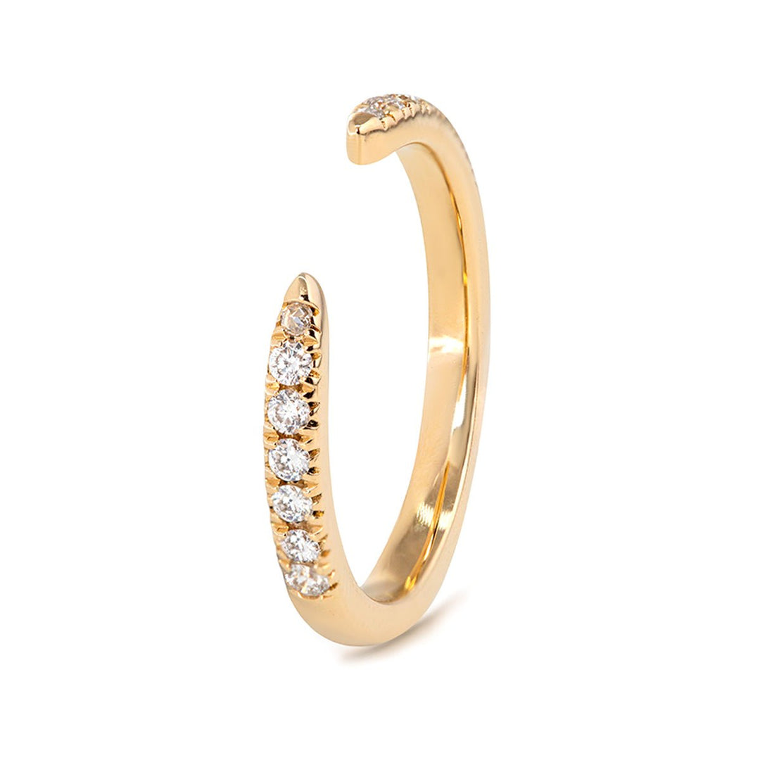 14K Yellow Gold Round Lab Diamond Half Eternity Open Ring - FIORESE JEWELRY
