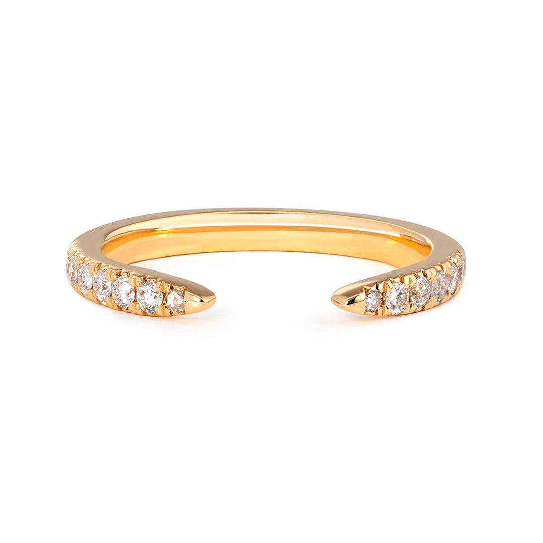 14K Yellow Gold Round Lab Diamond Half Eternity Open Ring - FIORESE JEWELRY