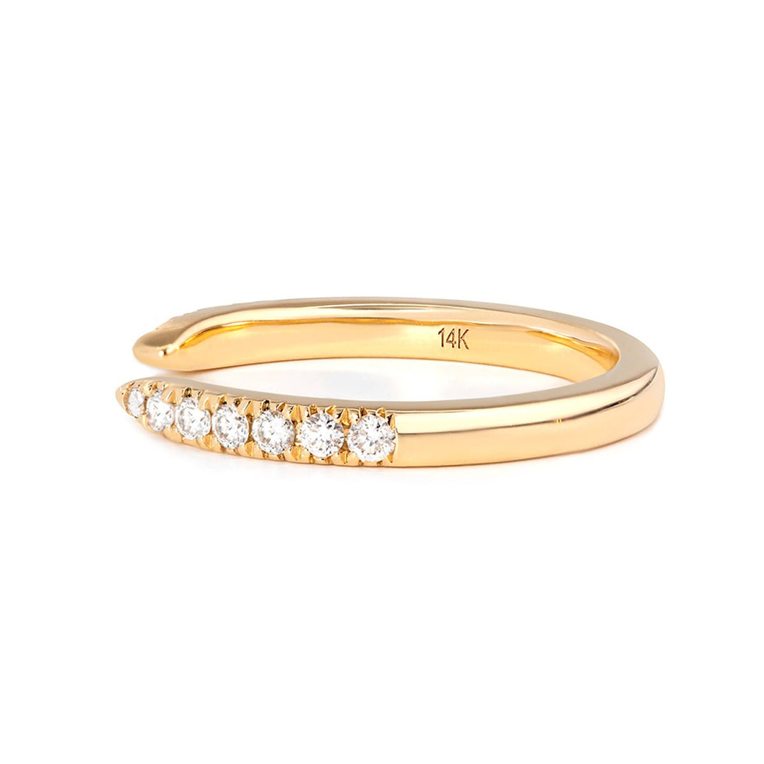 14K Yellow Gold Round Lab Diamond Half Eternity Open Ring - FIORESE JEWELRY