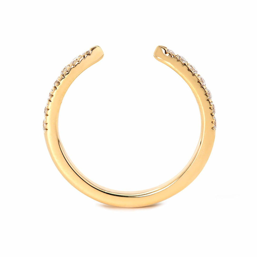 14K Yellow Gold Round Lab Diamond Half Eternity Open Ring - FIORESE JEWELRY