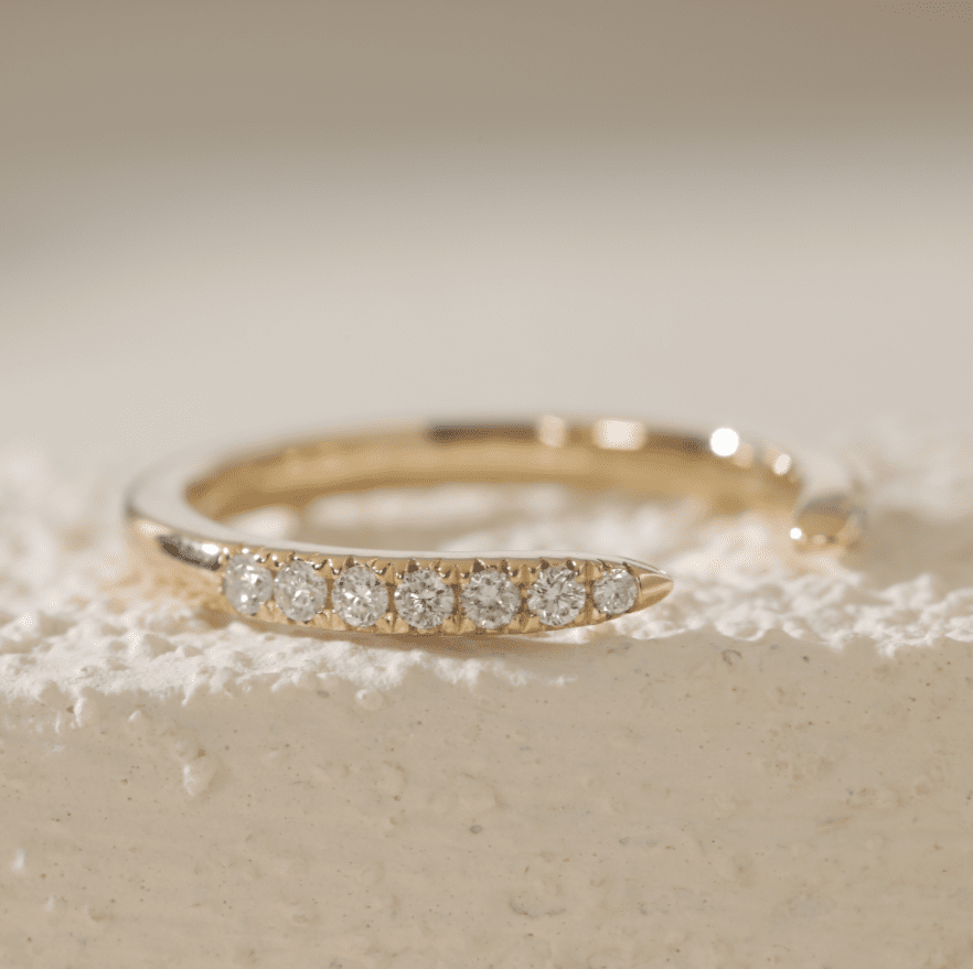 14K Yellow Gold Round Lab Diamond Half Eternity Open Ring - FIORESE JEWELRY