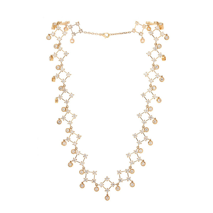 14K Yellow Gold Round Lab Diamond Lace Necklace - FIORESE JEWELRY