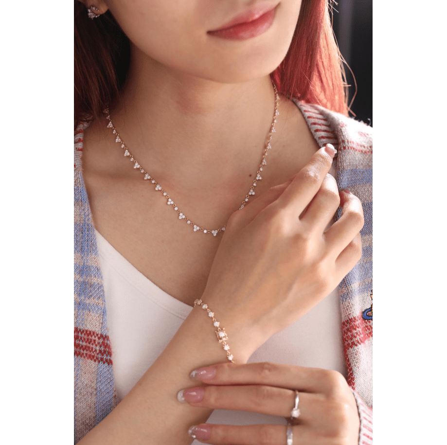 14K Yellow Gold Round Lab Diamond Triangle Choker Necklace - FIORESE JEWELRY
