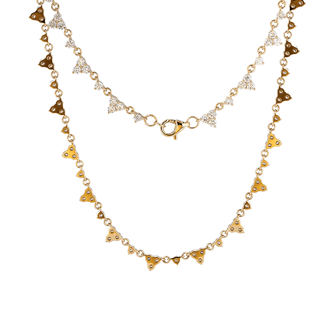 14K Yellow Gold Round Lab Diamond Triangle Choker Necklace - FIORESE JEWELRY