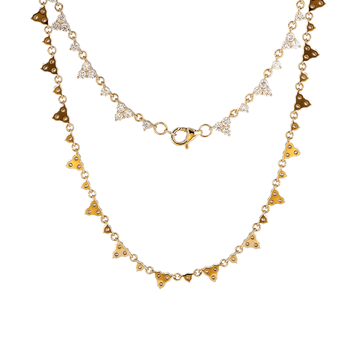 14K Yellow Gold Round Lab Diamond Triangle Choker Necklace - FIORESE JEWELRY