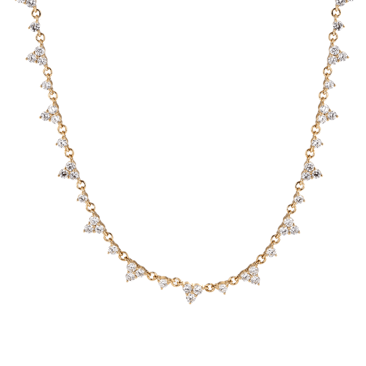 14K Yellow Gold Round Lab Diamond Triangle Choker Necklace - FIORESE JEWELRY