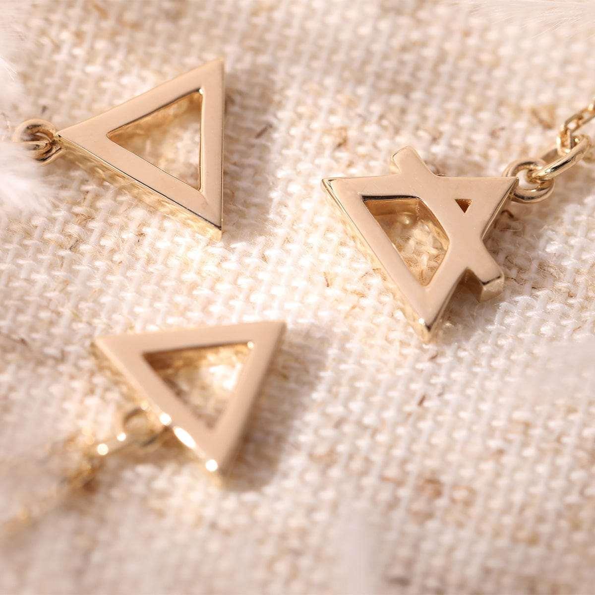 14K Yellow Gold Special Characters Pendant Necklace