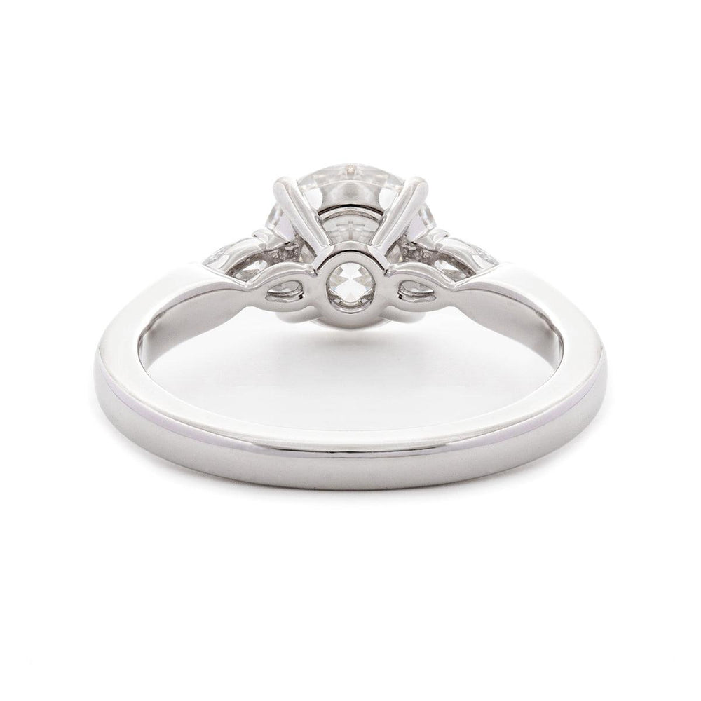 14K Yellow Gold Three Stone Oval Engagement Ring – 1.5ct Lab Diamond Design - FIORESE JEWELRY