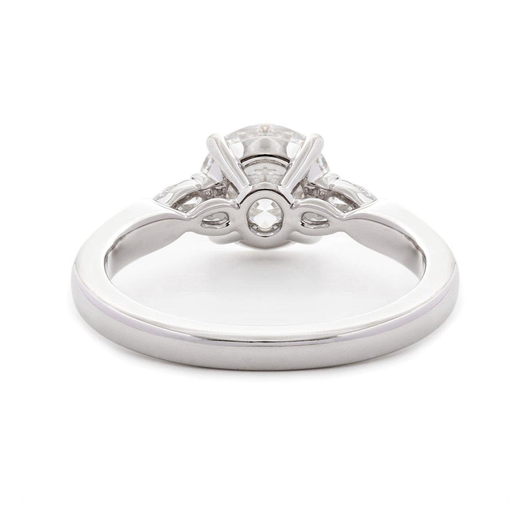 14K Yellow Gold Three Stone Oval Engagement Ring – 1.5ct Lab Diamond Design - FIORESE JEWELRY