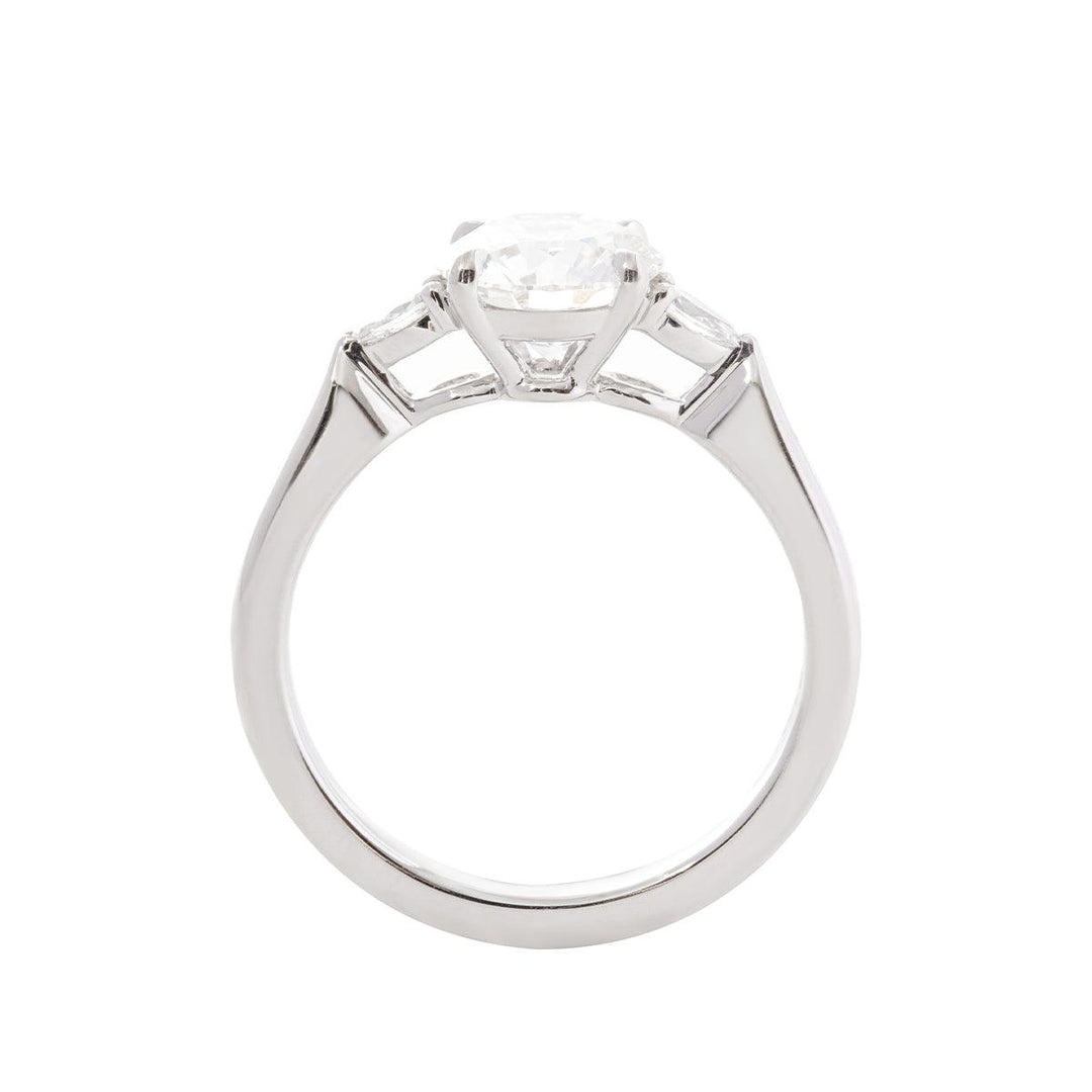 14K Yellow Gold Three Stone Oval Engagement Ring – 1.5ct Lab Diamond Design - FIORESE JEWELRY