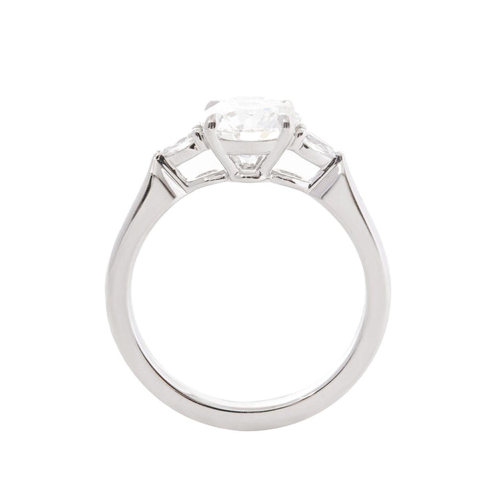14K Yellow Gold Three Stone Oval Engagement Ring – 1.5ct Lab Diamond Design - FIORESE JEWELRY