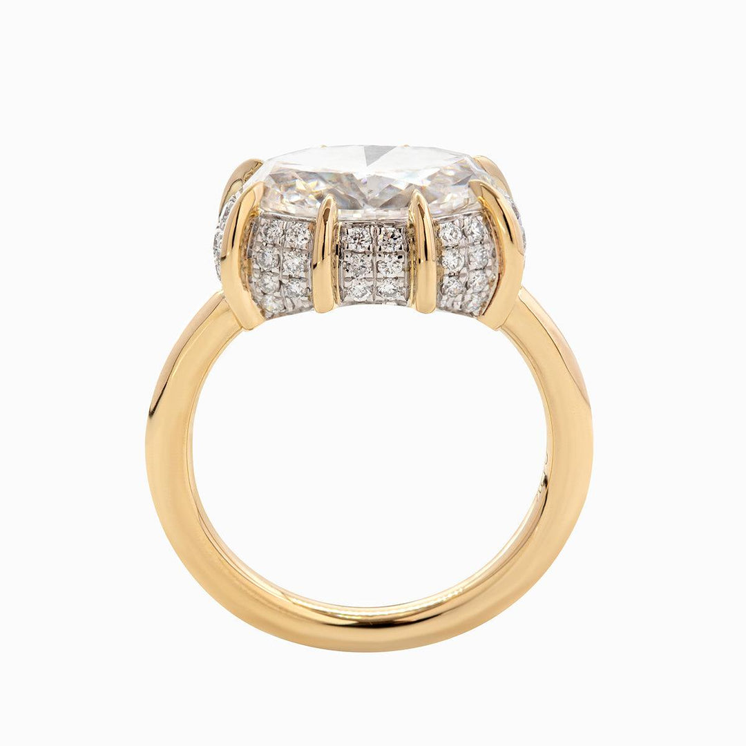 14K Yellow &amp; White Gold 2.5ct Oval Cut Lab Diamond Halo Ring - FIORESE JEWELRY