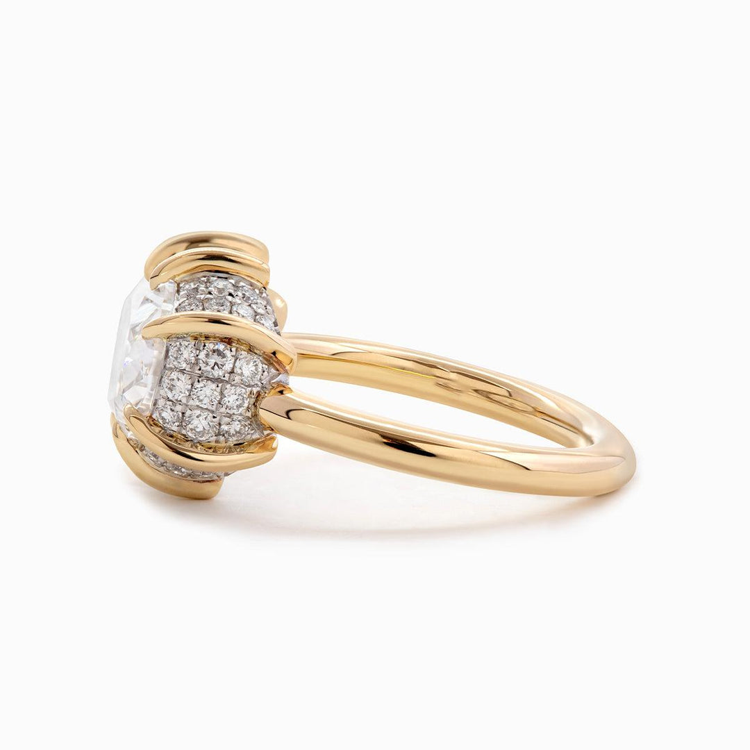 14K Yellow &amp; White Gold 2.5ct Oval Cut Lab Diamond Halo Ring - FIORESE JEWELRY