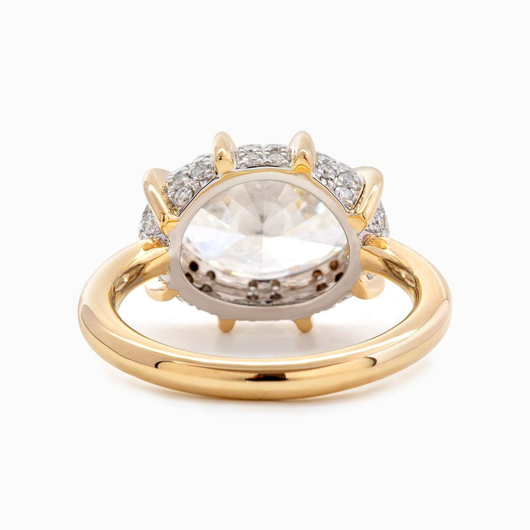 14K Yellow &amp; White Gold 2.5ct Oval Cut Lab Diamond Halo Ring - FIORESE JEWELRY