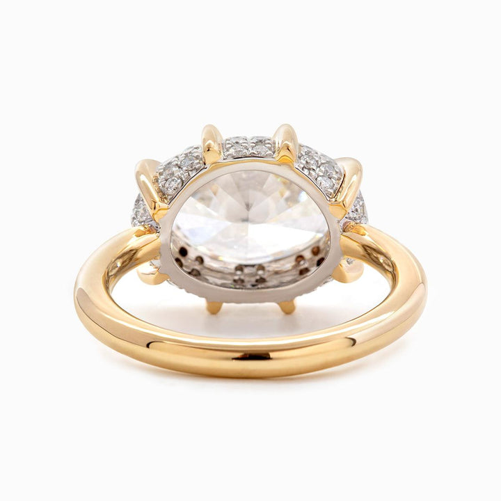 14K Yellow &amp; White Gold 2.5ct Oval Cut Lab Diamond Halo Ring - FIORESE JEWELRY